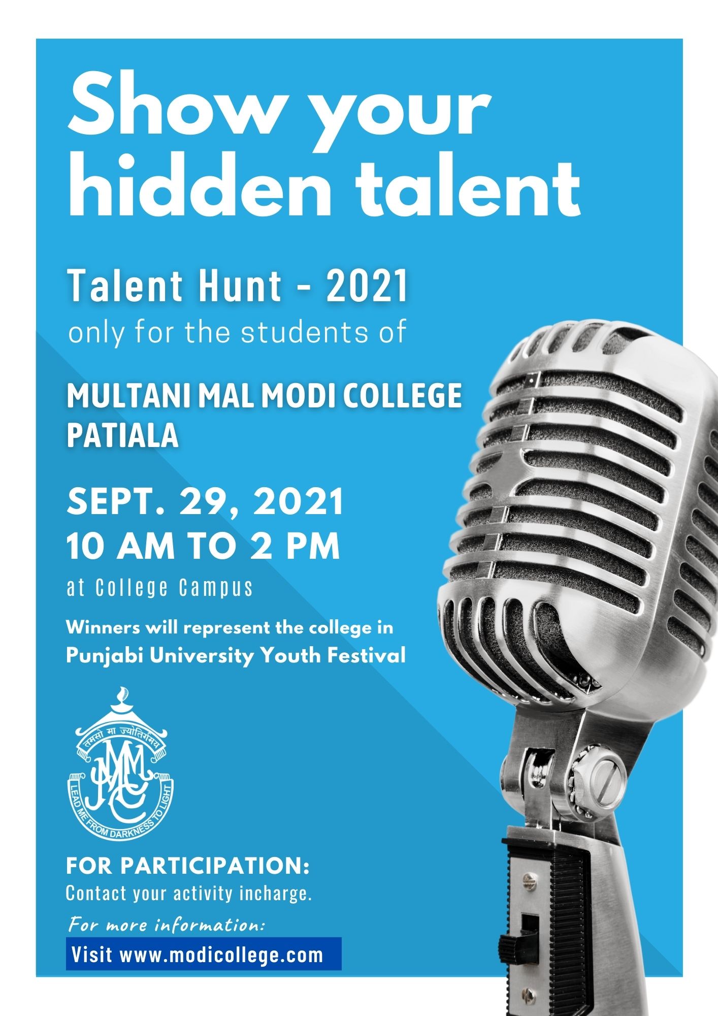 » Important Information Regarding Talent Hunt – 2021 On Sept. 29, 2021