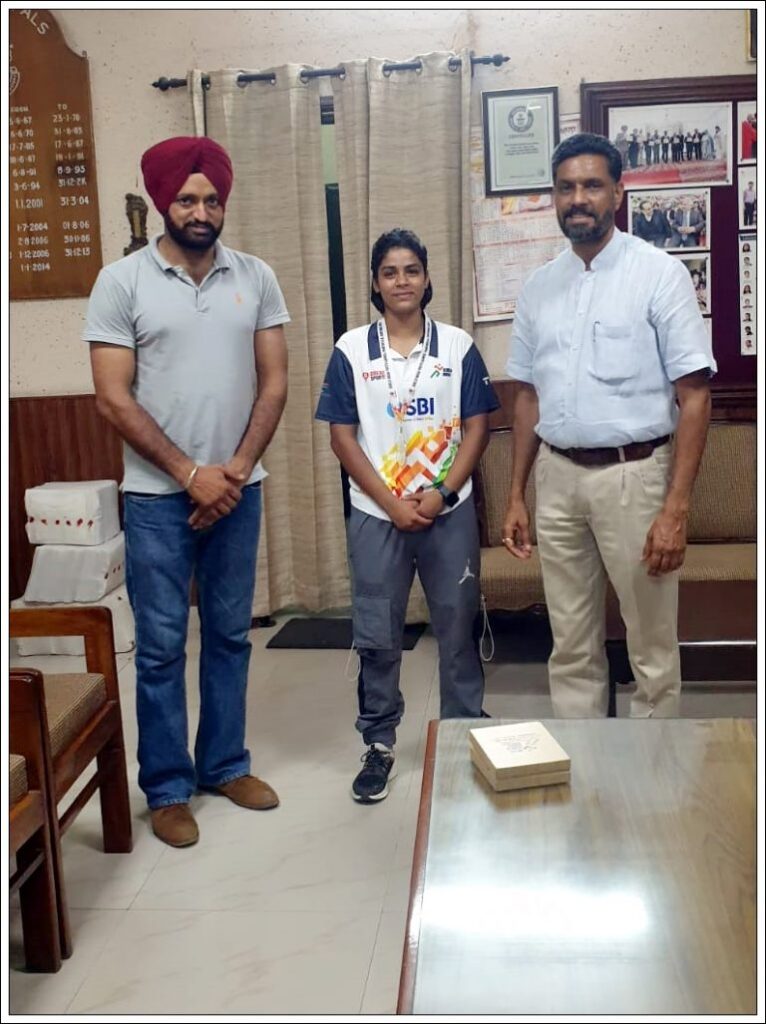 Suvidha Bhagat of M. M. Modi College won Silver Medal in Khelo India Youth Games Boxing Championship