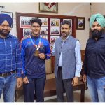 Mahadev Pandey of Multani Mal Modi College Patiala won Gold medal in 31st Senior National Wushu Championship at Srinagar